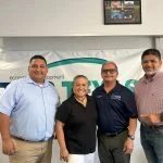 Bernadette Gibson being sworn in by Mayor Ciri Villarreal, alongside Isreal Gonzales and Sabas Encinia.